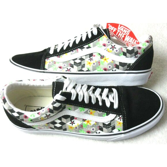 Vans Men's Old Skool Checker Cube Black True White Canvas Suede shoes Size 11 - Picture 1 of 5